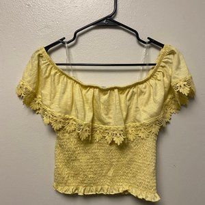 Off the Shoulder Yellow Crop Top